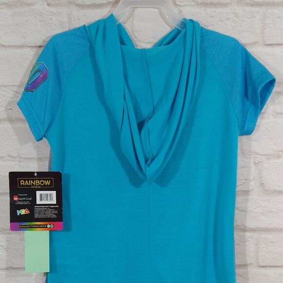 A Rainbow High Dolls Girls Blue Hooded Zip Up Romper PJs Pajamas NWT XS 4 5 - Picture 5 of 7
